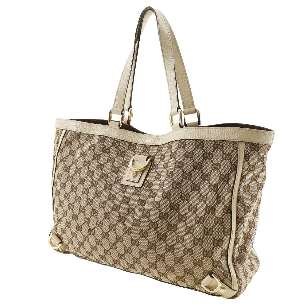 Gucci Abbey Beige Canvas Tote Bag