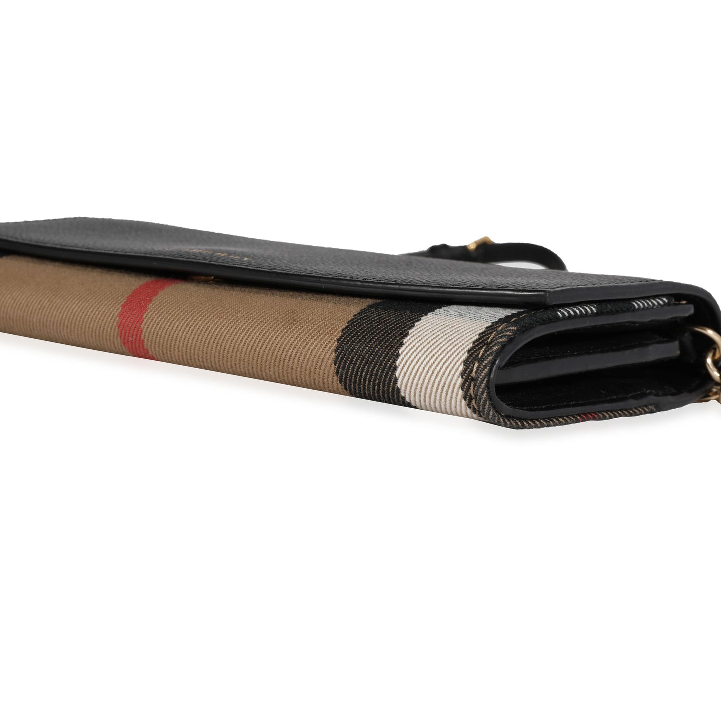 Burberry Ho  Check & Black Leather Chain Wallet