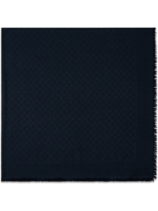 Gucci - Silk wool GG jacquard shawl - women - Silk/Wool - One Size - Blue