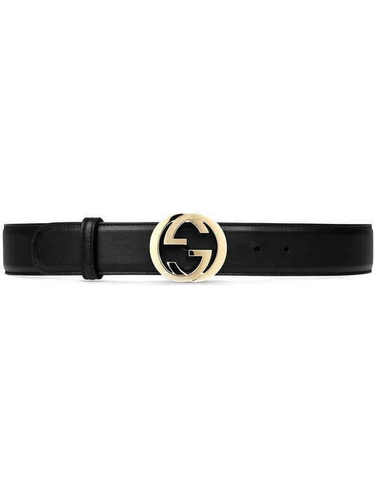 Gucci - Leather belt with interlocking G buckle - women - metal/Leather - 75, 80, 70, 85, 90, 95, 65 - Black