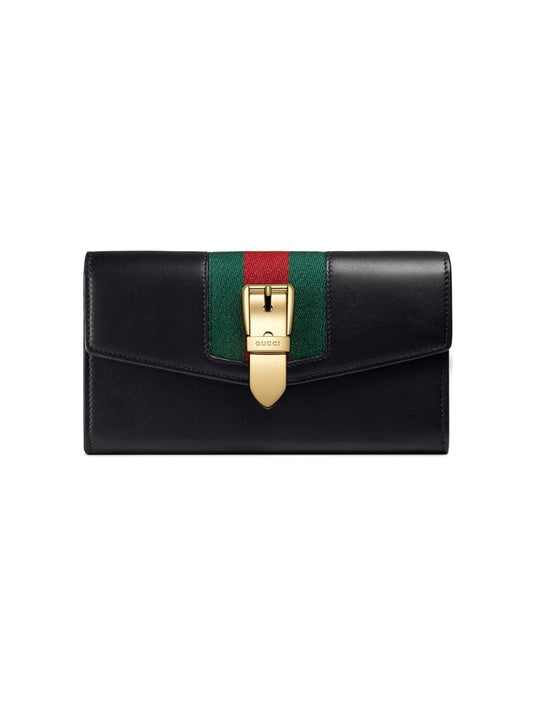 Gucci - Sylvie leather continental wallet - women - Nylon/Leather - One Size - Black