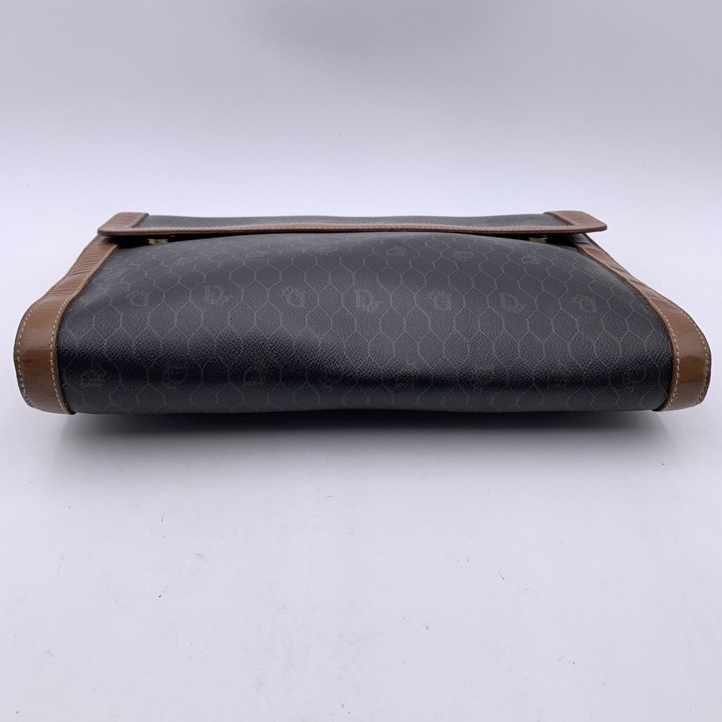 CHRISTIAN DIOR   Grey Logo Canvas Large Clutch Portfolio