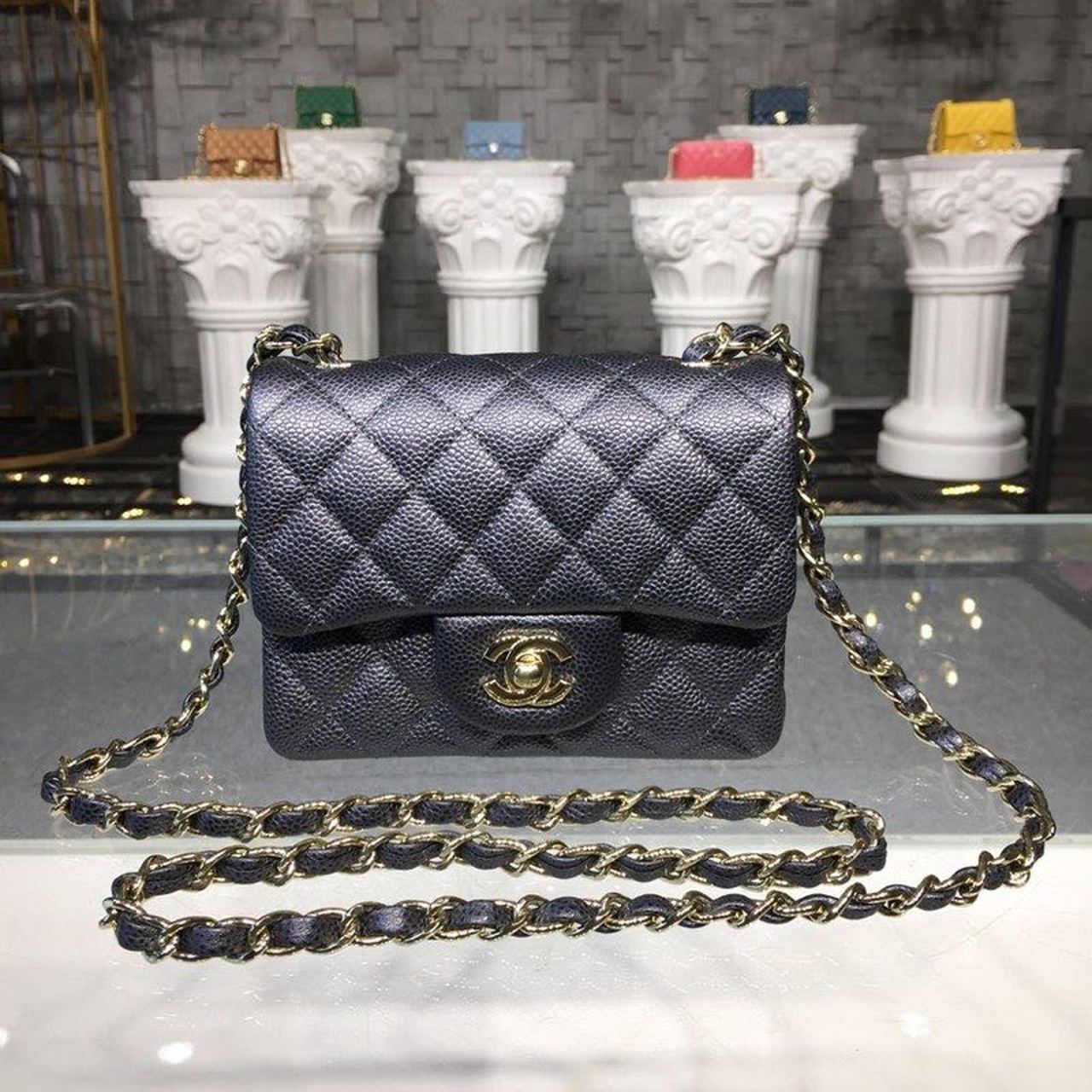 CHLMini Flap Bag Caviar Black For Women, Women’s Bags, Shoulder And Crossbody Bags 6.7in/17cm A35200