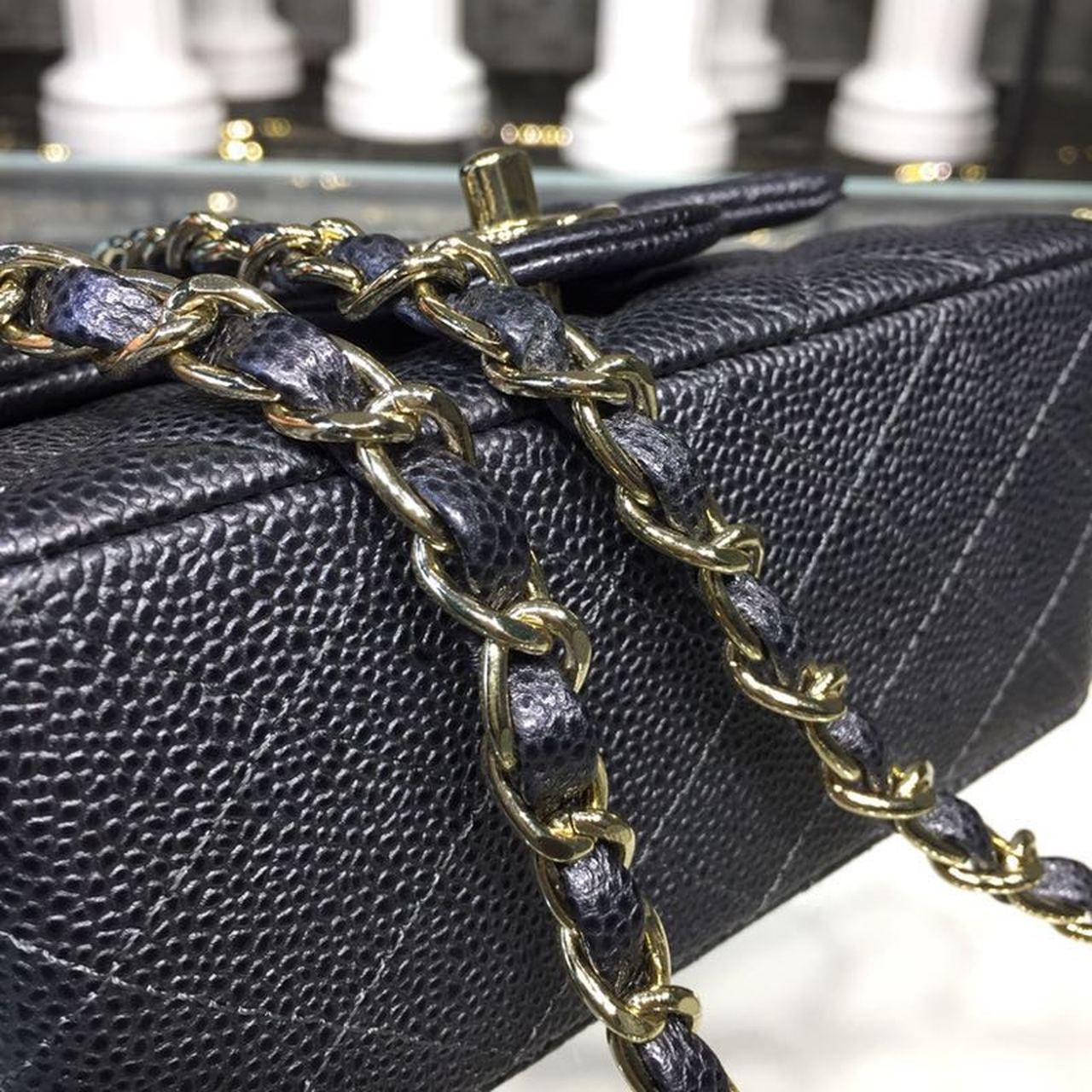 CHLMini Flap Bag Caviar Black For Women, Women’s Bags, Shoulder And Crossbody Bags 6.7in/17cm A35200