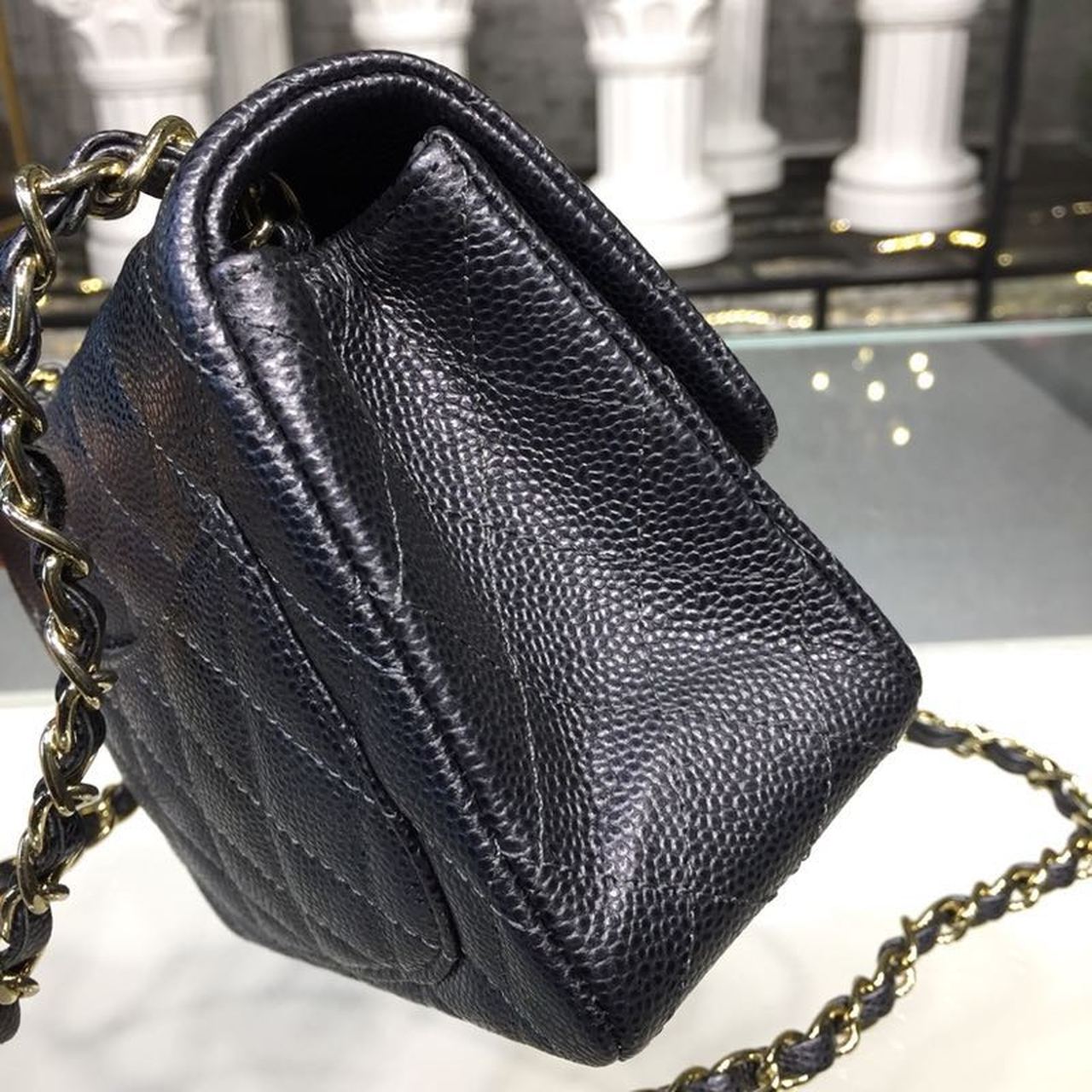 CHLMini Flap Bag Caviar Black For Women, Women’s Bags, Shoulder And Crossbody Bags 6.7in/17cm A35200