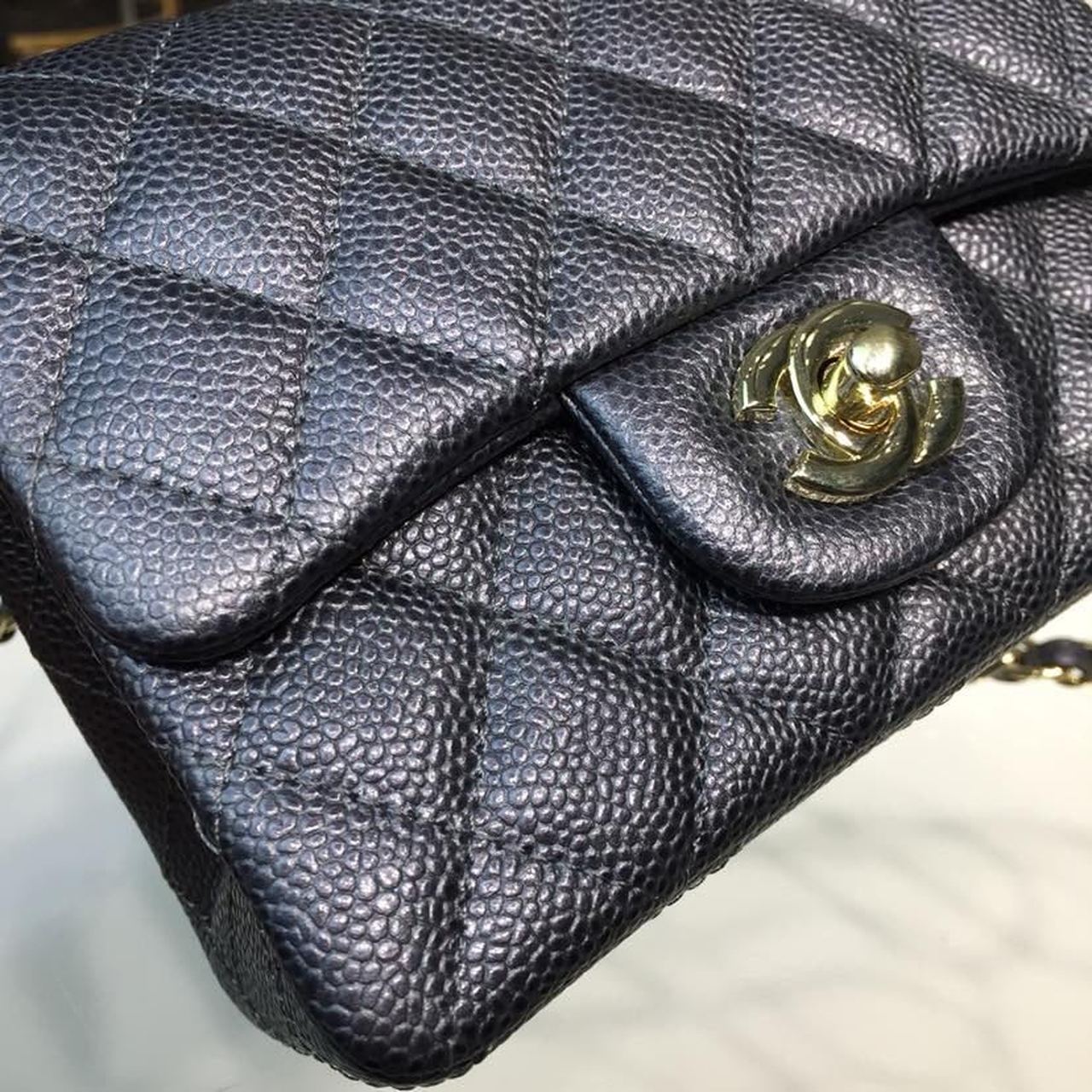 CHLMini Flap Bag Caviar Black For Women, Women’s Bags, Shoulder And Crossbody Bags 6.7in/17cm A35200
