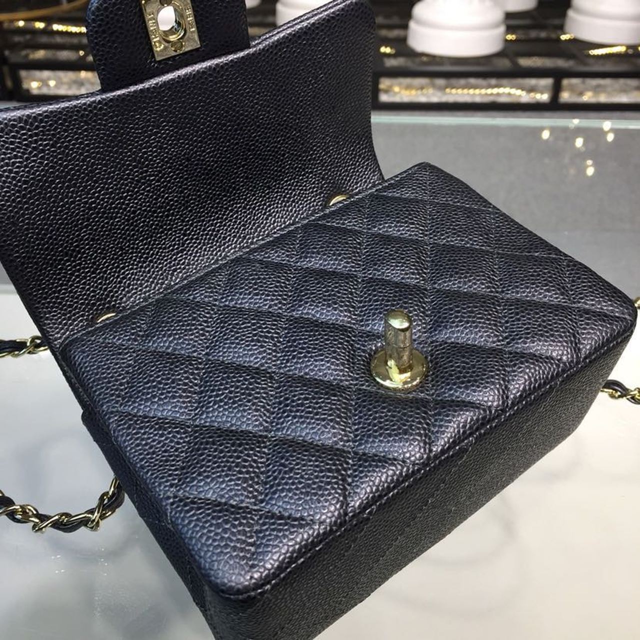 CHLMini Flap Bag Caviar Black For Women, Women’s Bags, Shoulder And Crossbody Bags 6.7in/17cm A35200