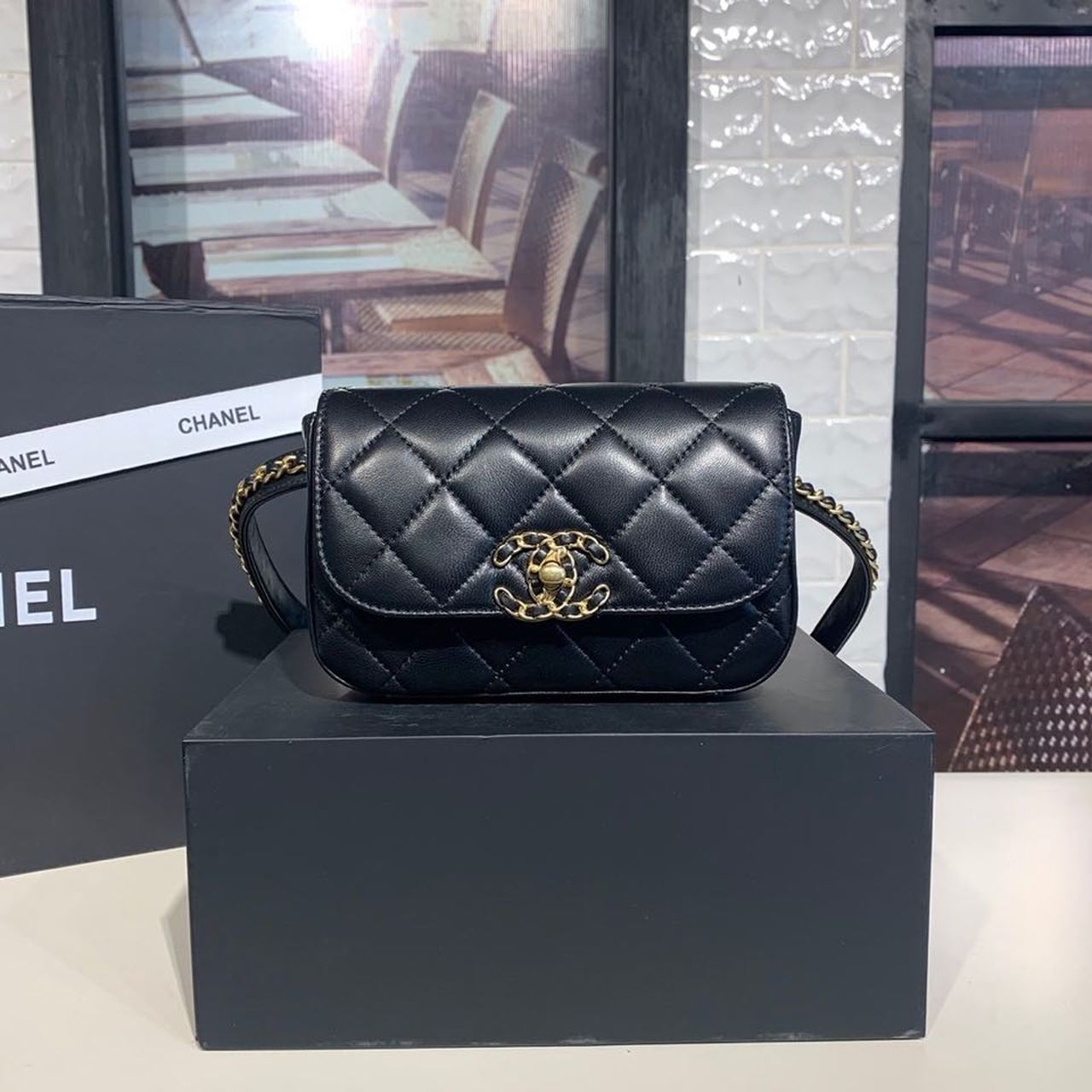 CHL Chain Infinity Waist Belt Bag Black For Women Bags 6.7in/17cm