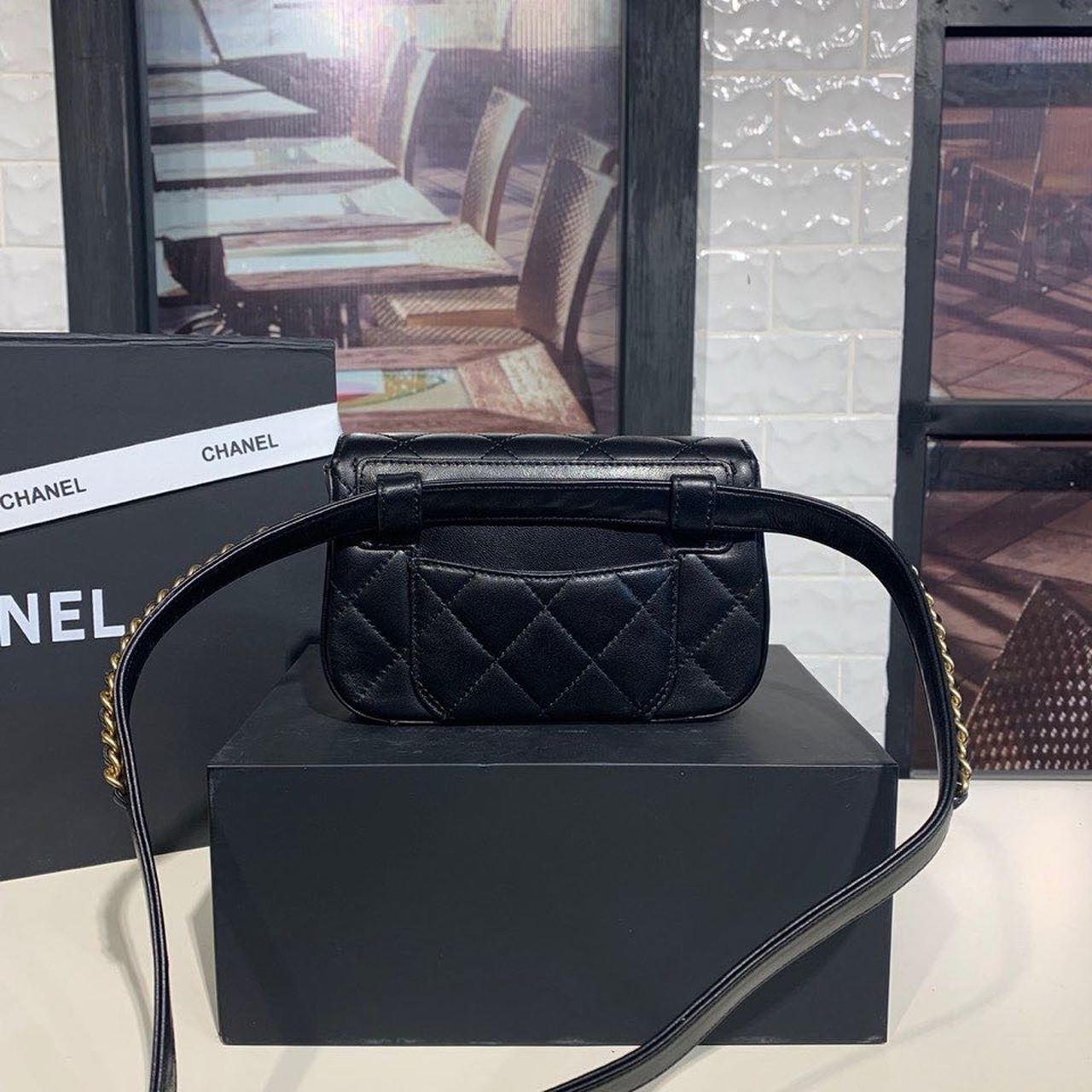 CHL Chain Infinity Waist Belt Bag Black For Women Bags 6.7in/17cm