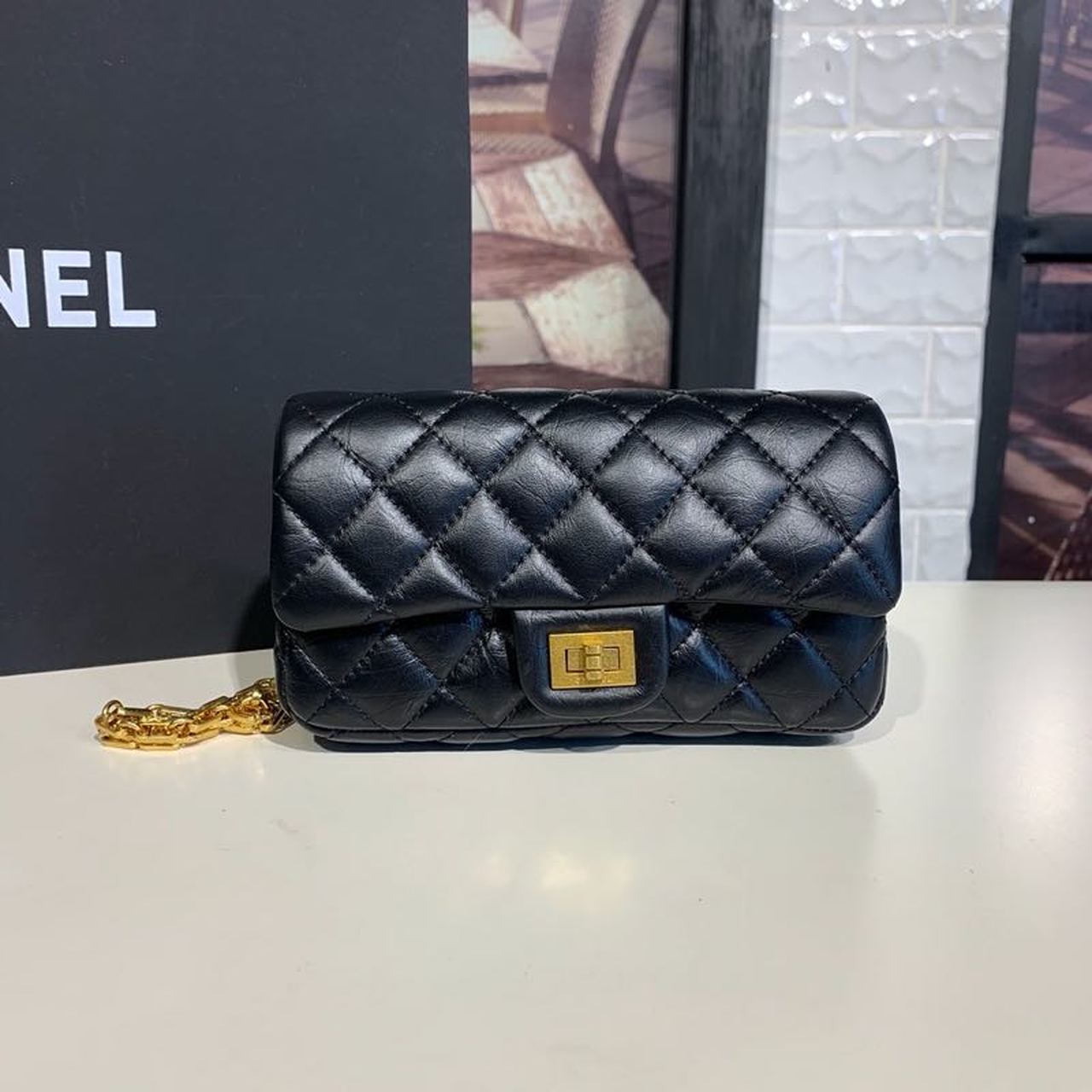 CHLReissue 2.55 Waist Belt Bag Black For Women, Women’s Bags, Shoulder And Crossbody Bags 6.7in/17cm