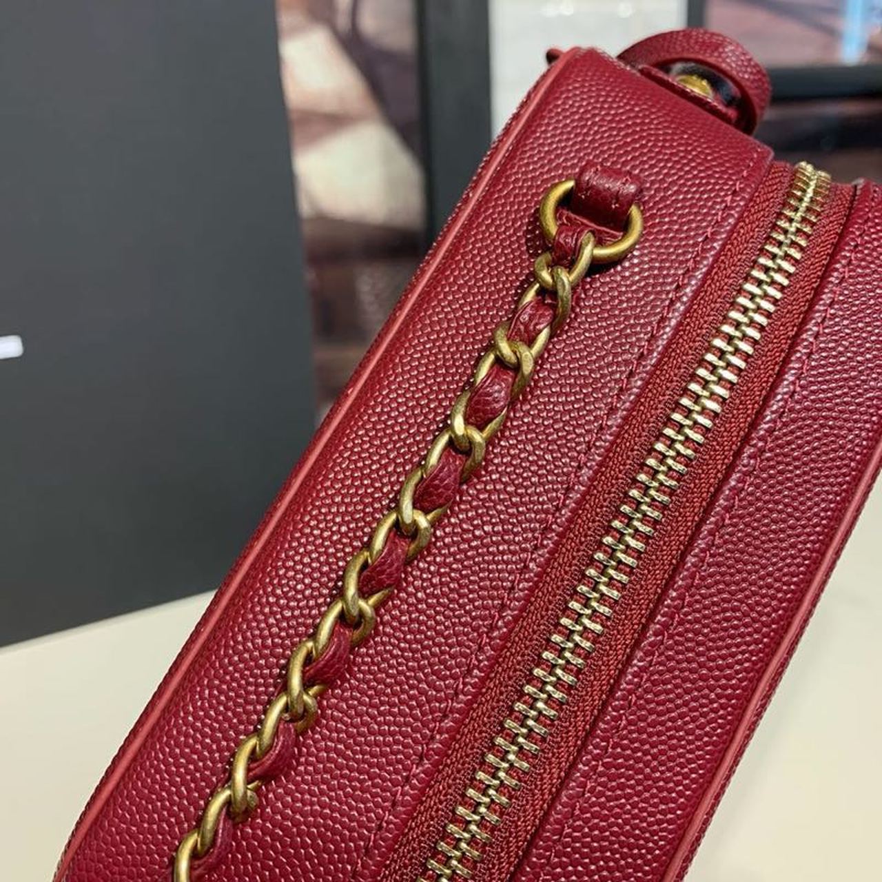 CHL Top QualityTop Qualityligree Vertical Vanity Case Bag Burgundy For Women, Women’s Handbags, Shoulder And Crossbody Bags 6.7in/17cm