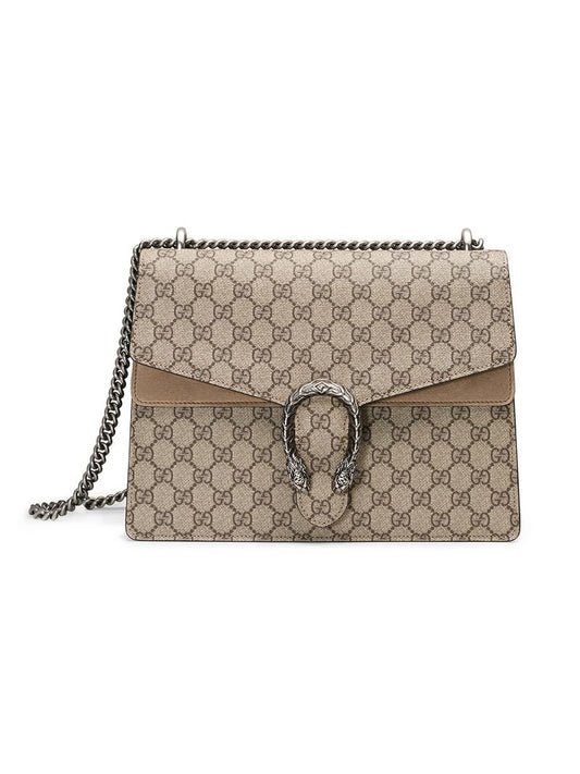 Gucci - Dionysus GG Supreme shoulder bag - women - metal/Cotton/Suede - One Size - NEUTRALS