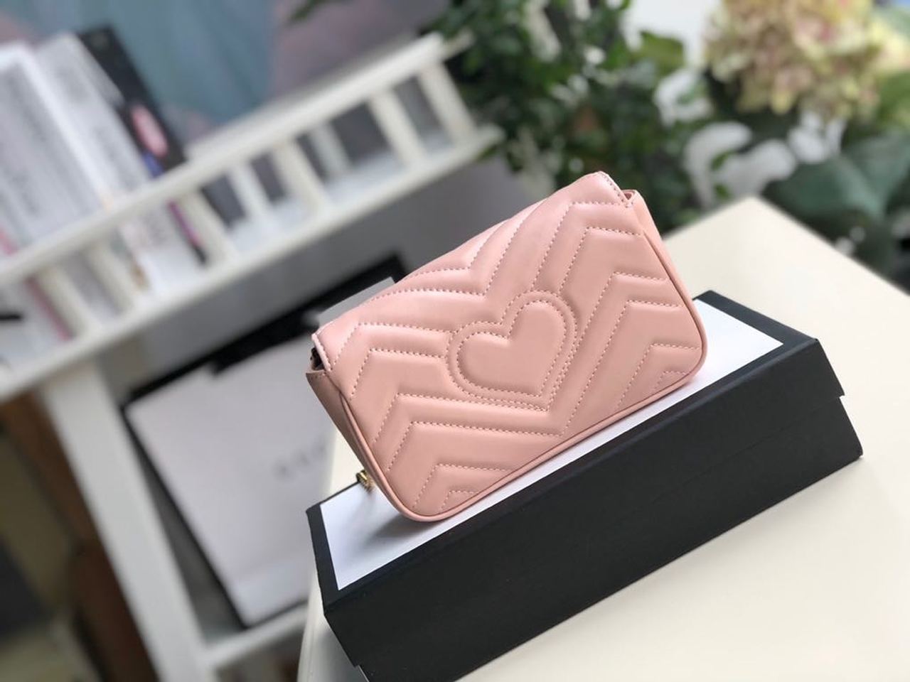 gg Marmont Matelassé Super Mini Bag Dusty Pink Chevron For Women 6in/16.5cm gg 476433 DTDCT 5729