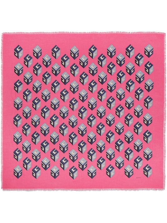 Gucci - GG Wallpaper print modal silk shawl - women - Modal/Silk - One Size - PINK