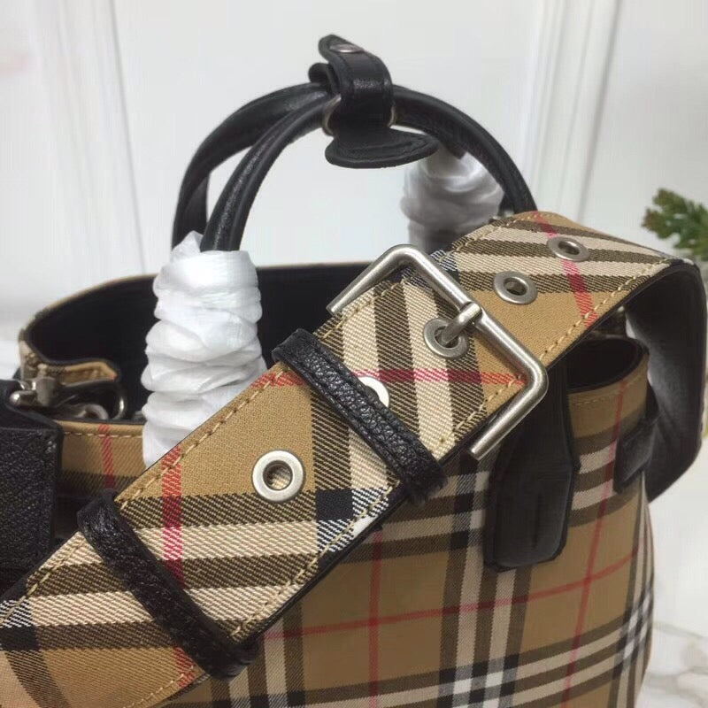 Top Quality Small Banner  Check And Tote Black For Women, Womenâs Bags 10.5in/26cm