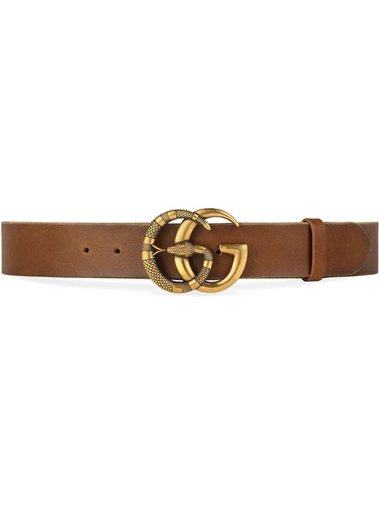 Gucci - Leather belt with Double G buckle with snake - men - Leather/metal - 85, 75, 80, 100 - Brown