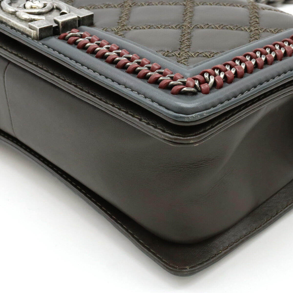 Chanel Leather Boy Chanel Top Handle 2way Chain Bag A94804