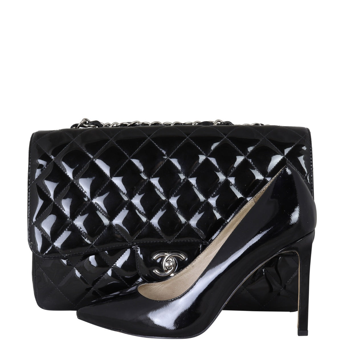 Chanel Classic Single Flap Jumbo Patent |  Black Quilted Patent