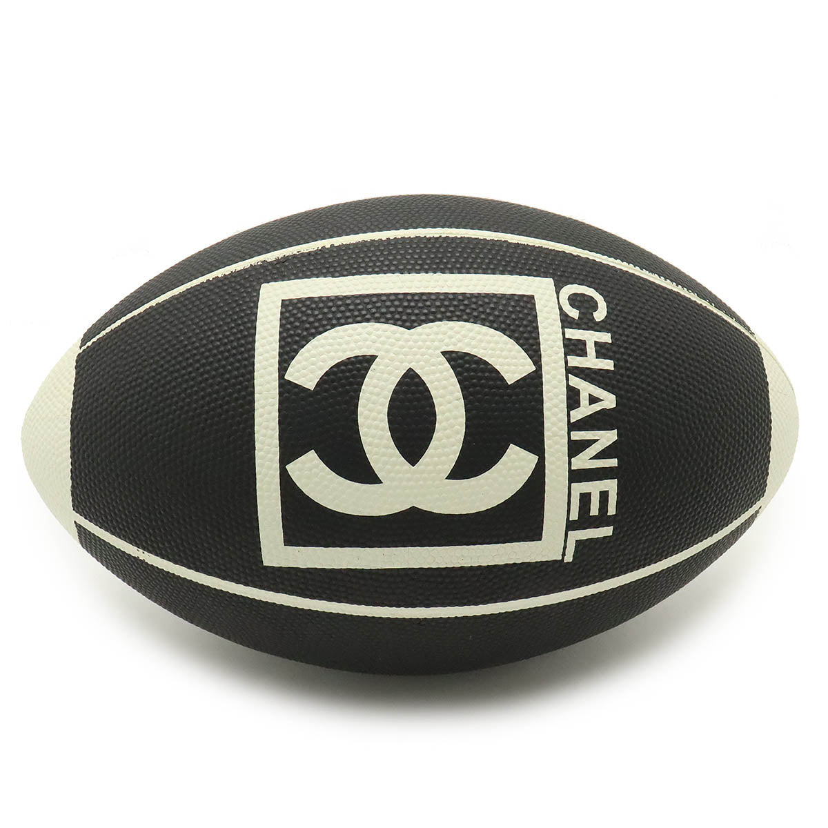 Chanel Rubber Coco Mark Rugby Ball Black White  d