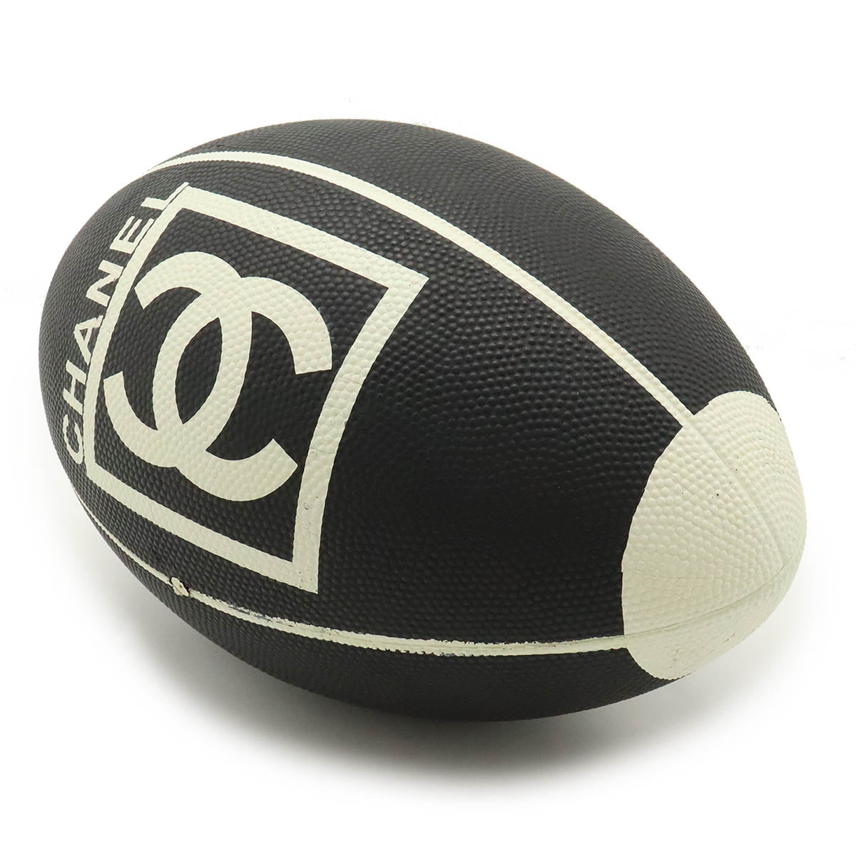 Chanel Rubber Coco Mark Rugby Ball Black White  d