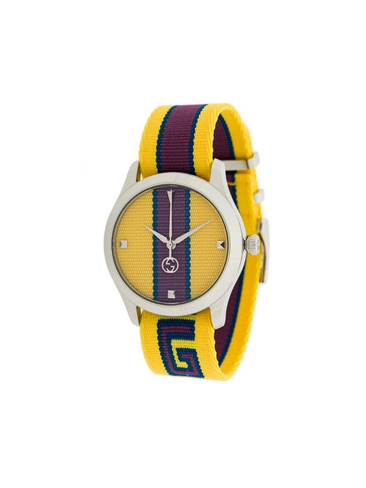 Gucci - GG Web watch - men - Cotton/stainless steel - One Size - yellow