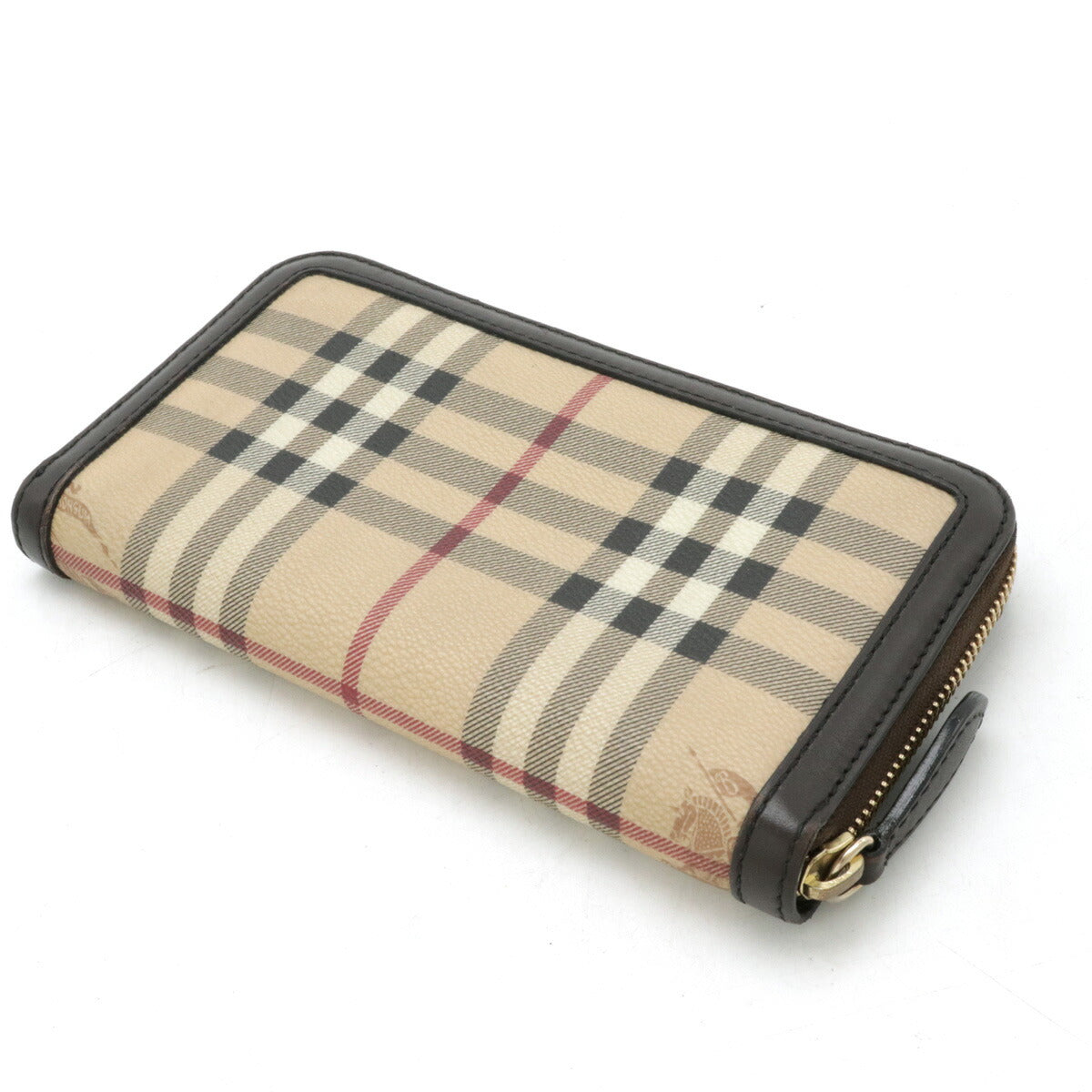 Burberry Shadow Horse Check PVC Leather Long Zip Wallet