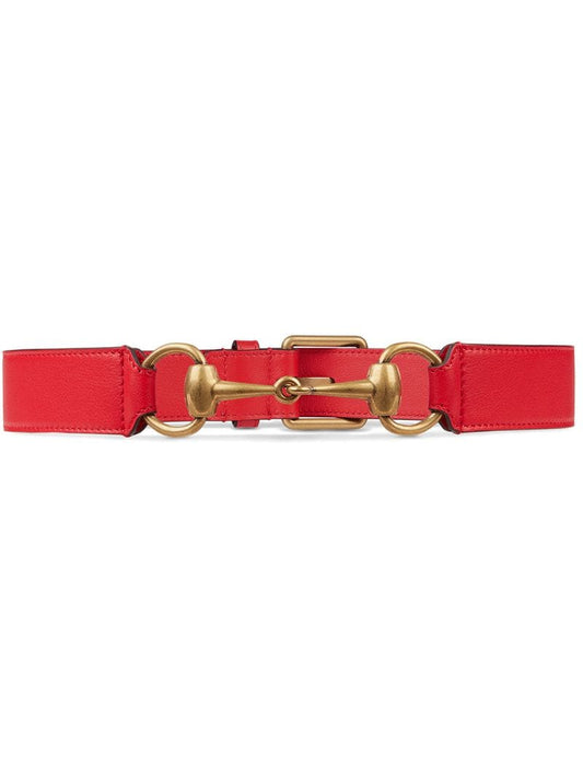 Gucci - Leather belt with Horsebit - women - Leather/metal/Brass - 90, 95, 75 - Red