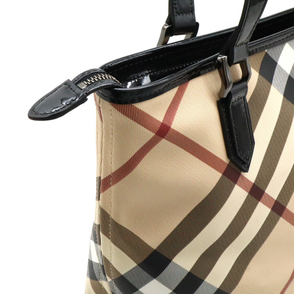 Burberry Ho  Check PVC Patent Leather 2way Tote Bag