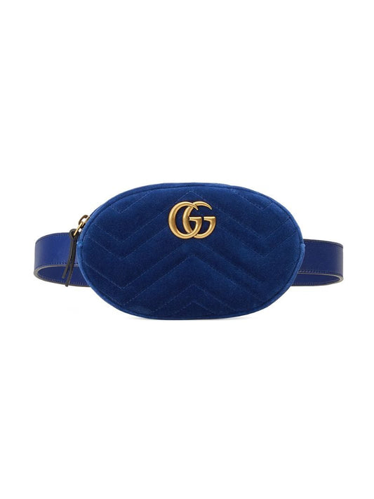 Gucci - GG Marmont matelassé velvet belt bag - women - Silk/Velvet/Leather - 85 - Blue