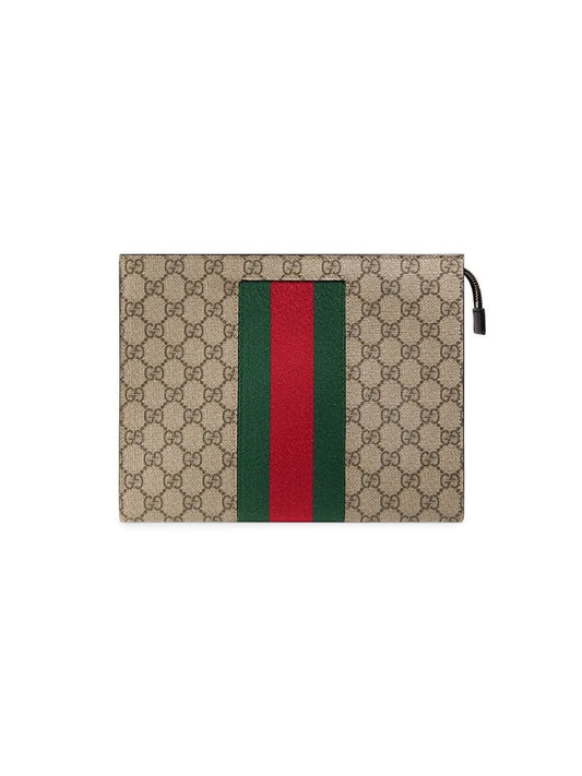 Gucci - Web GG Supreme wash bag - men - Canvas/Cotton - One Size - Brown