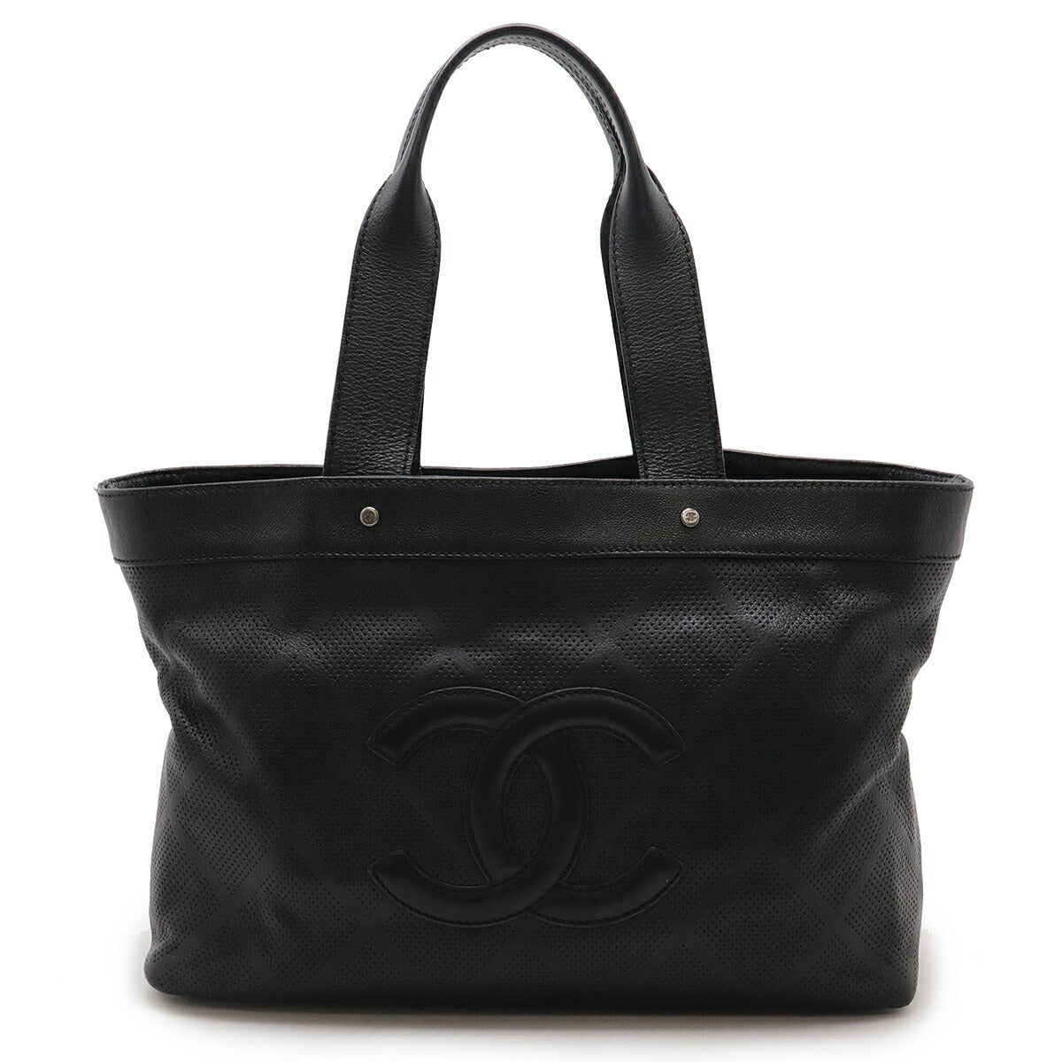 Chanel Leather Coco Mark Punching 2way Tote Bag A33936