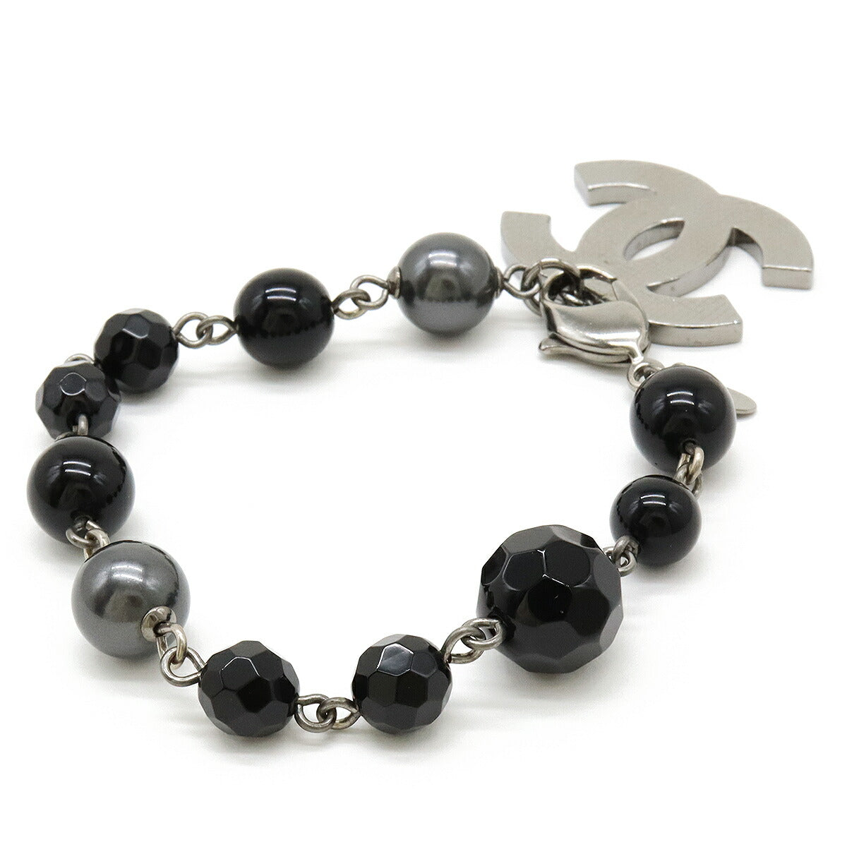 Chanel Metal Faux Pearl Coco Mark Bracelet 11V