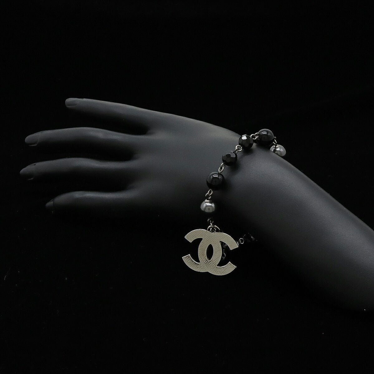 Chanel Metal Faux Pearl Coco Mark Bracelet 11V