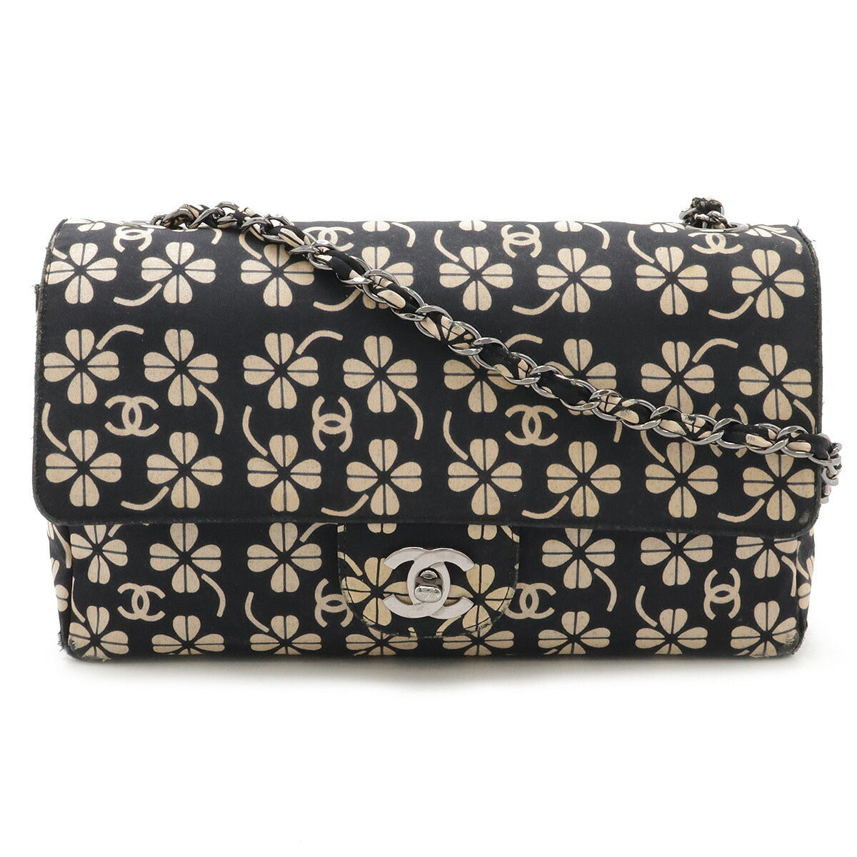 Chanel Canvas Leather Clover Chain Shoulder Bag