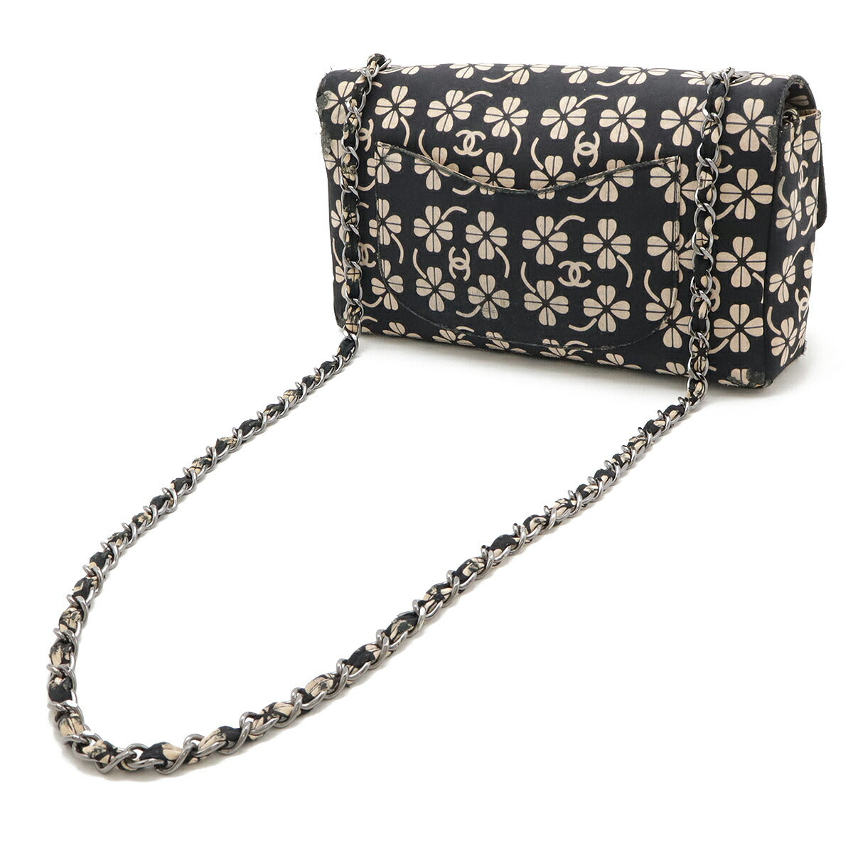 Chanel Canvas Leather Clover Chain Shoulder Bag