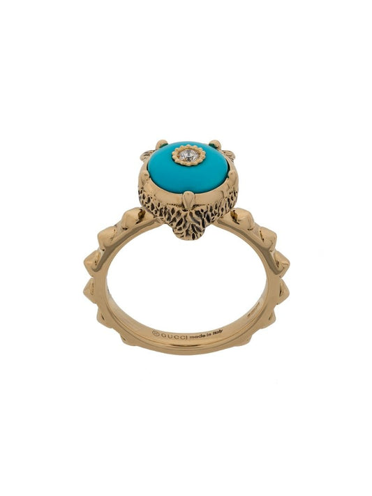 Gucci - Le Marché des Merveilles ring - women - Turquoise/Diamond/18kt Gold - K 1/2 - Metallic
