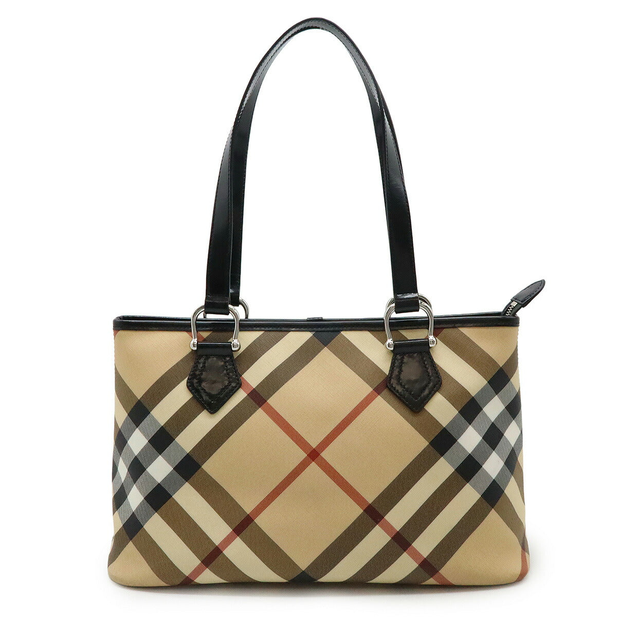 Burberry Ho  Check PVC Leather Tote Bag