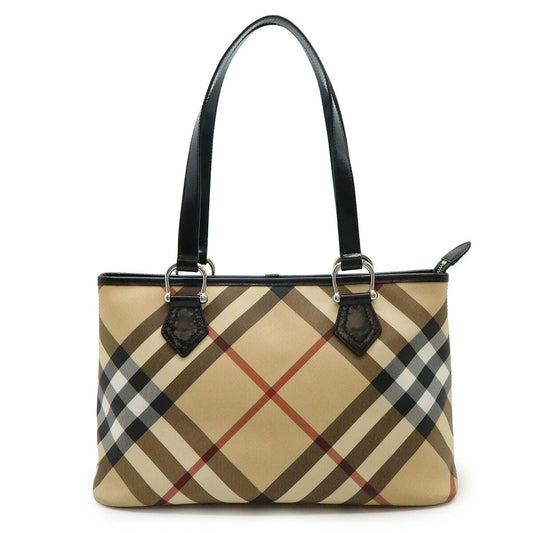 Burberry Ho  Check PVC Leather Tote Bag