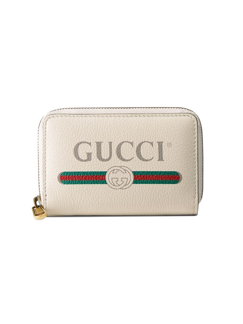 Gucci - Gucci Print leather card case - unisex - Calf Leather - One Size - NEUTRALS