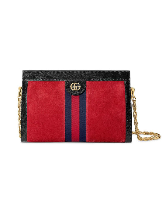 Gucci - Ophidia small shoulder bag - women - metal/Silk/Patent Leather/Nylon - One Size - Red