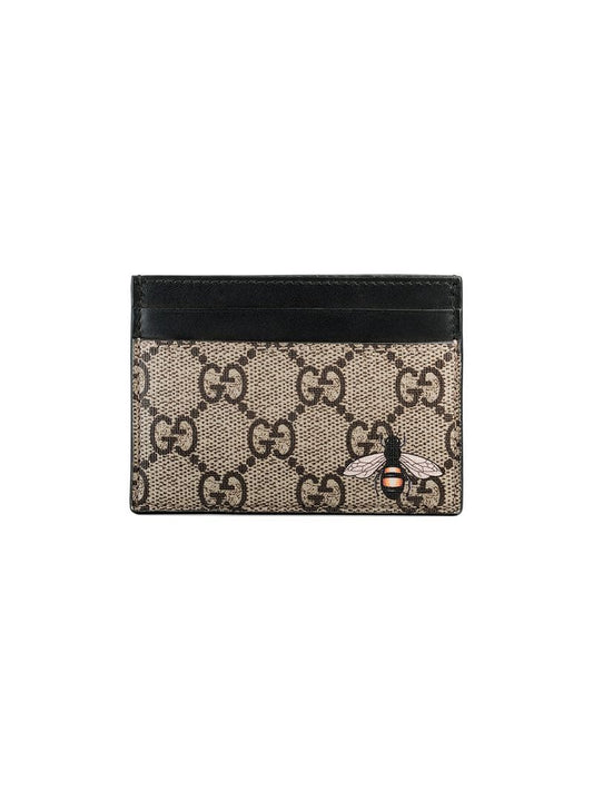 Gucci - Bee print GG Supreme card case - men - Canvas/Leather - One Size - NEUTRALS
