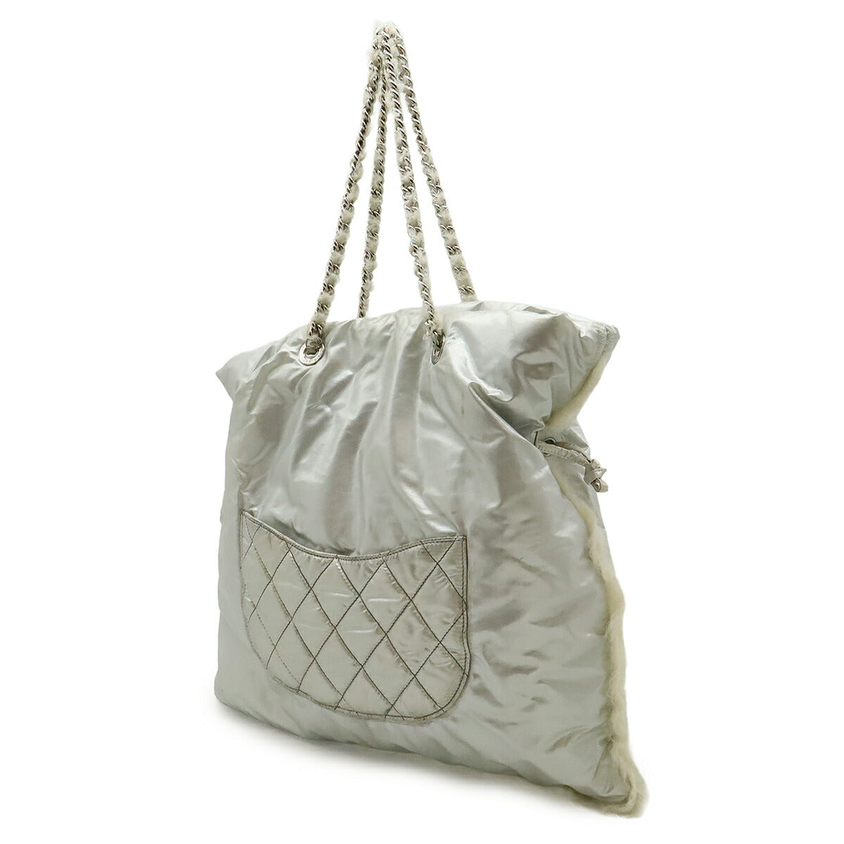 Chanel Drawstring Bag Nylon Fur Shoulder Bag