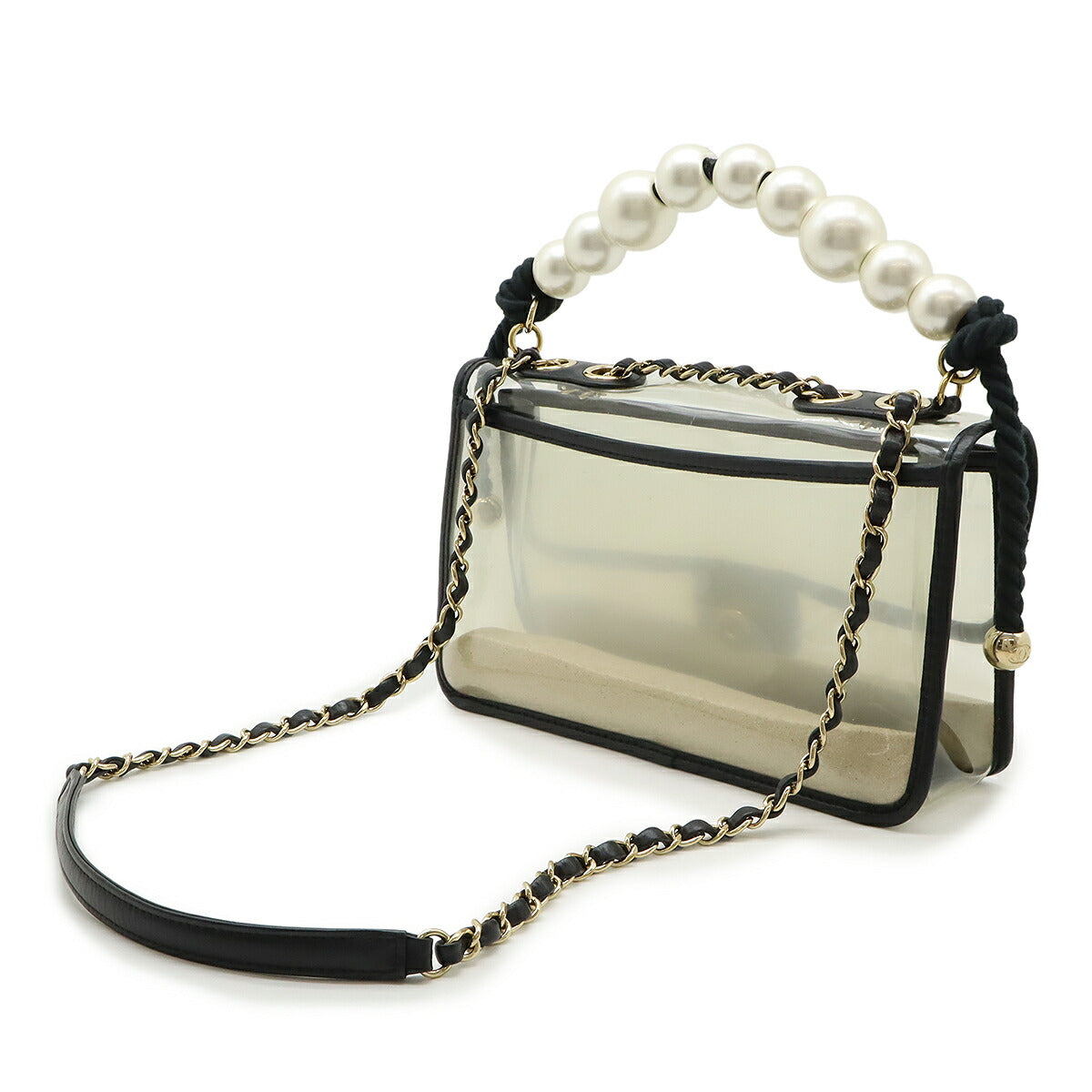 Chanel 2way Handbag Lambskin Sand Vinyl Shoulder Bag