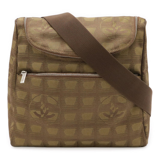 Chanel New Travel Line Nylon Jacquard Leather 2way Bag