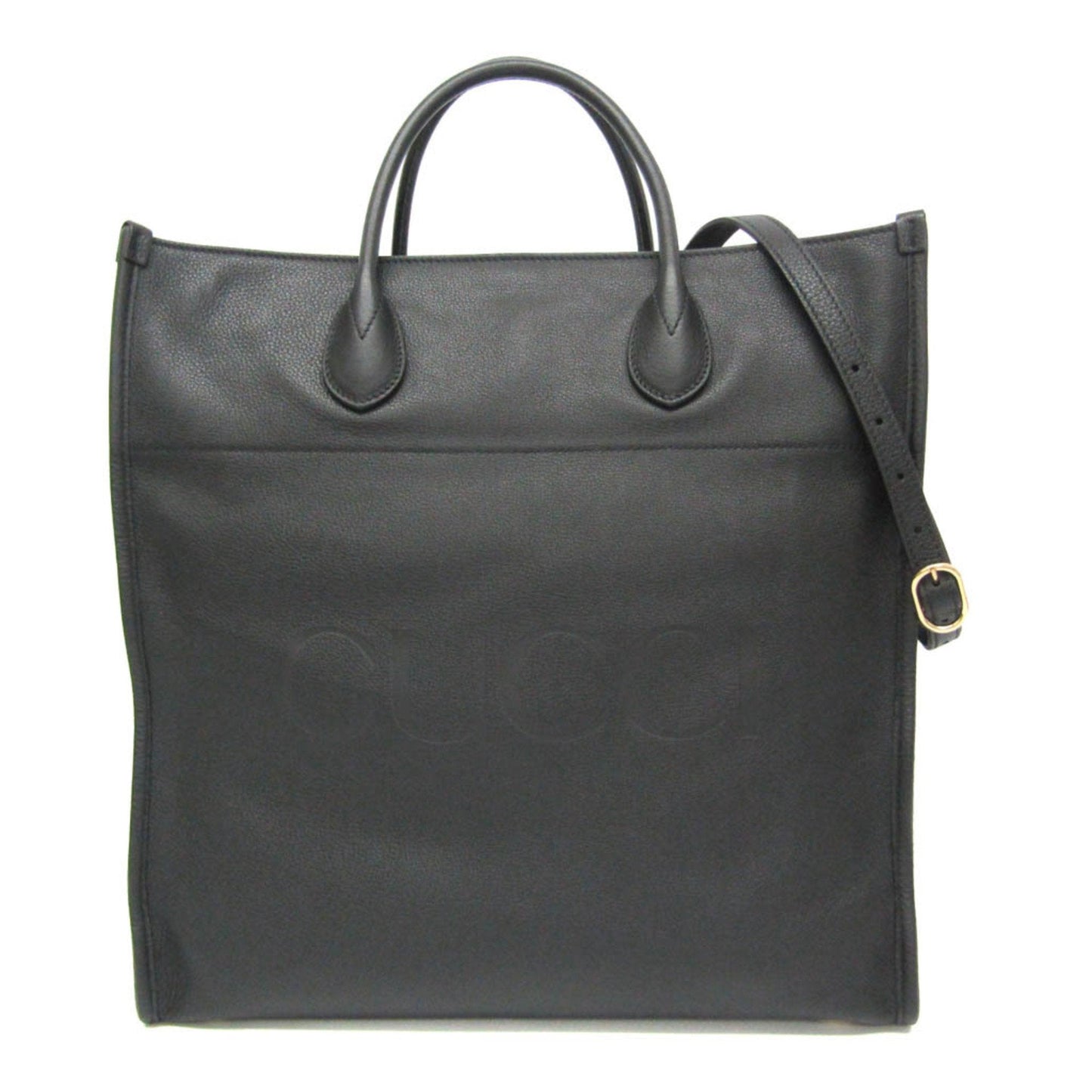Gucci Logo Black Leather Tote Bag
