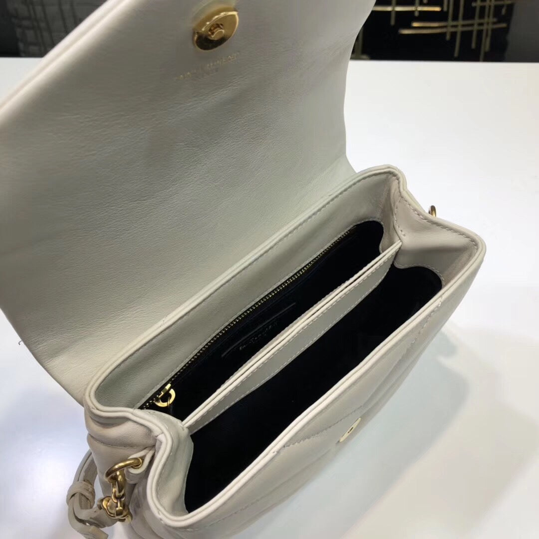 Top Quality Loulou Mini Shoulder Bag White For Women 7in/18cm YSL