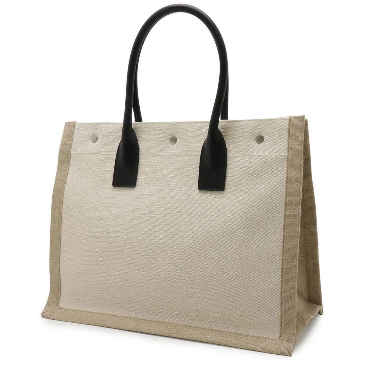 Saint Laurent Rive Gauche Canvas Leather Tote Bag