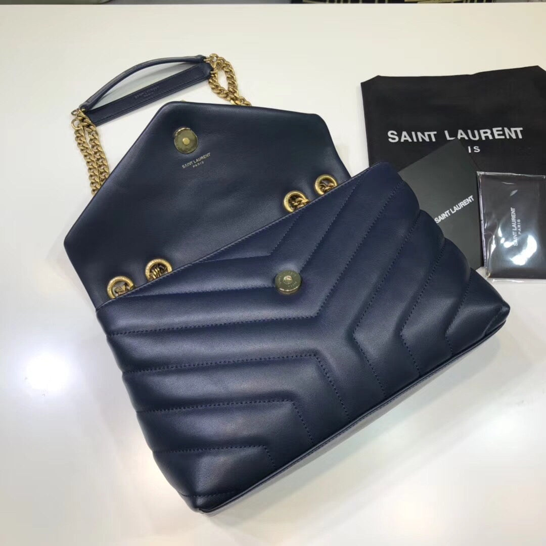 Top Quality Loulou Small Chain Bag In Matelassé "Y" Blue For Women 9.8in/23cm YSL 494699DV7274147