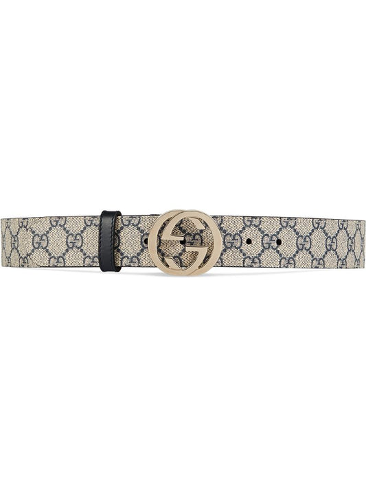 Gucci - GG Supreme belt with G buckle - women - Canvas/Leather - 80 - Brown