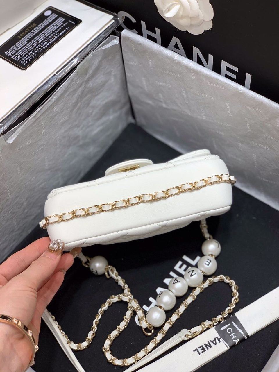 CHLSmall Pearl Logo Strap Top Qualityap Bag White For Women Handbags, Shoulder And Crossbody Bags 7in/18cm AS1436